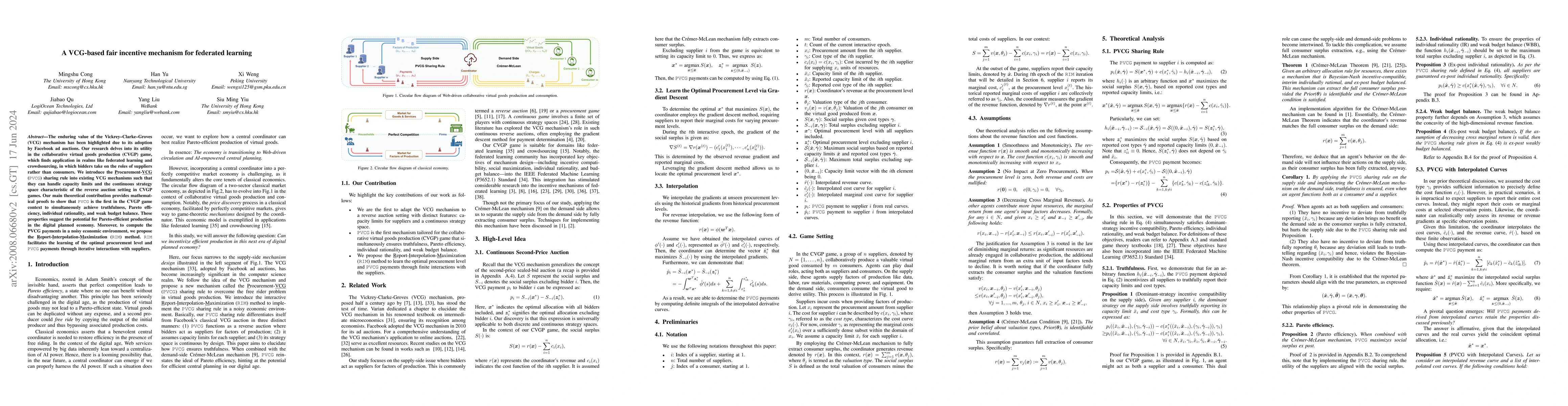Thumbnail for A VCG-based Fair Incentive Mechanism for Federated Learning