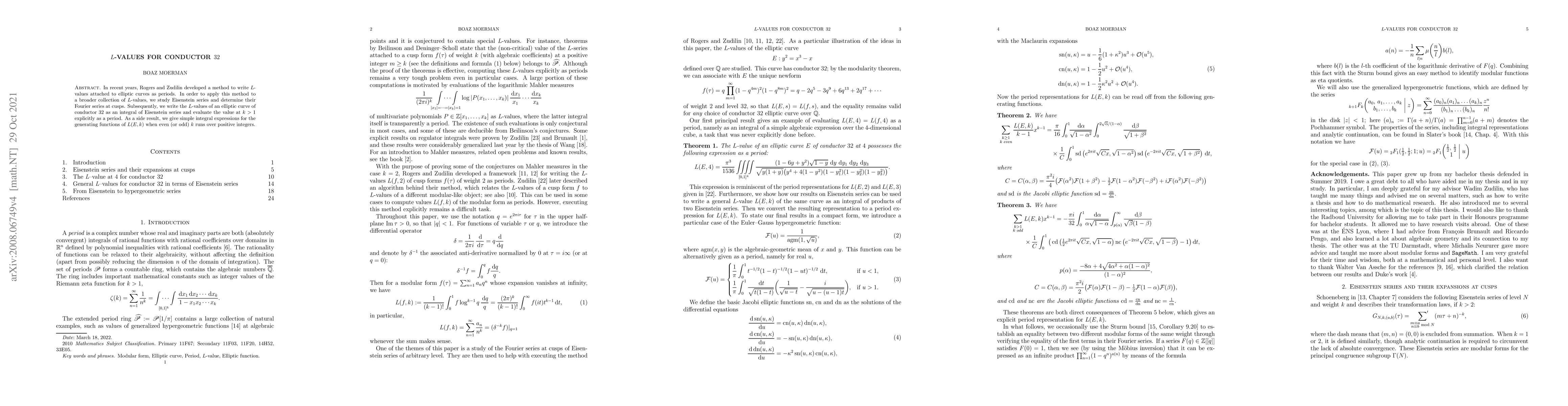 Thumbnail for $L$-values for conductor $32$