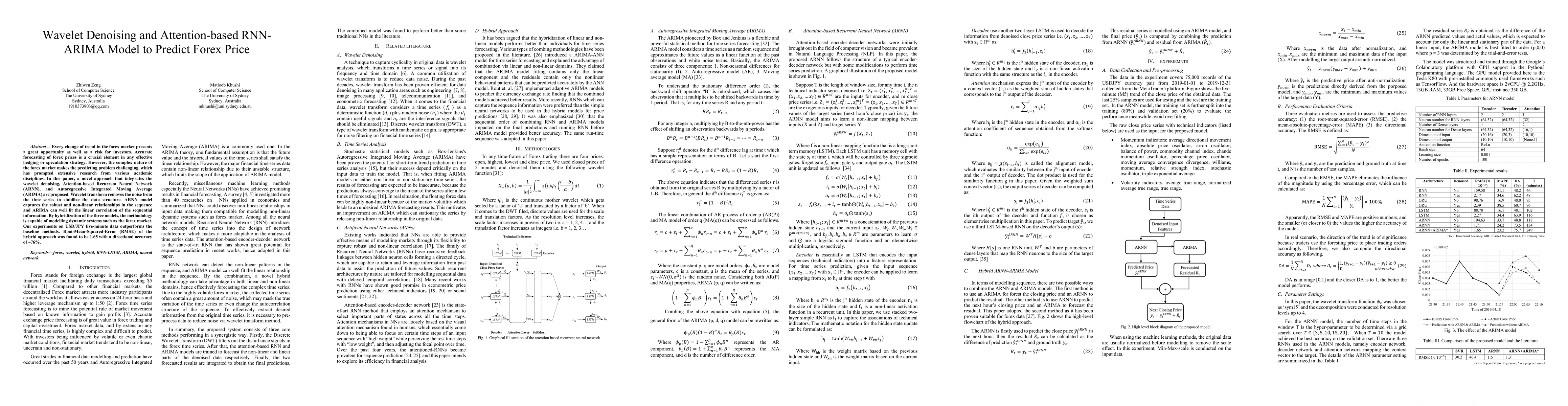 Thumbnail for Wavelet Denoising and Attention-based RNN-ARIMA Model to Predict Forex
  Price