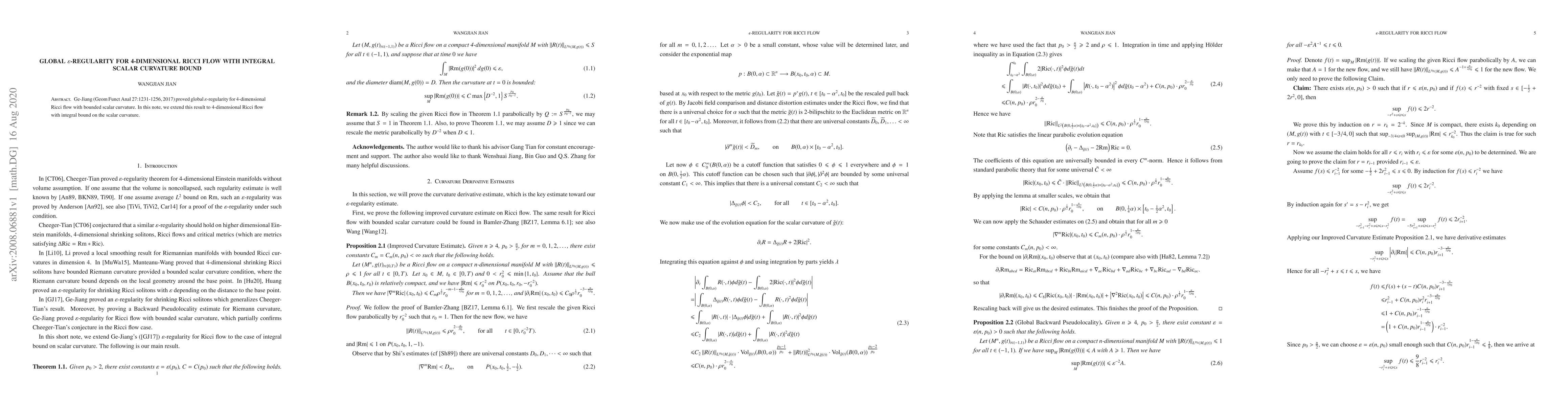 Thumbnail for Global $\varepsilon$-regularity for 4-dimensional Ricci flow with
  integral scalar curvature bound