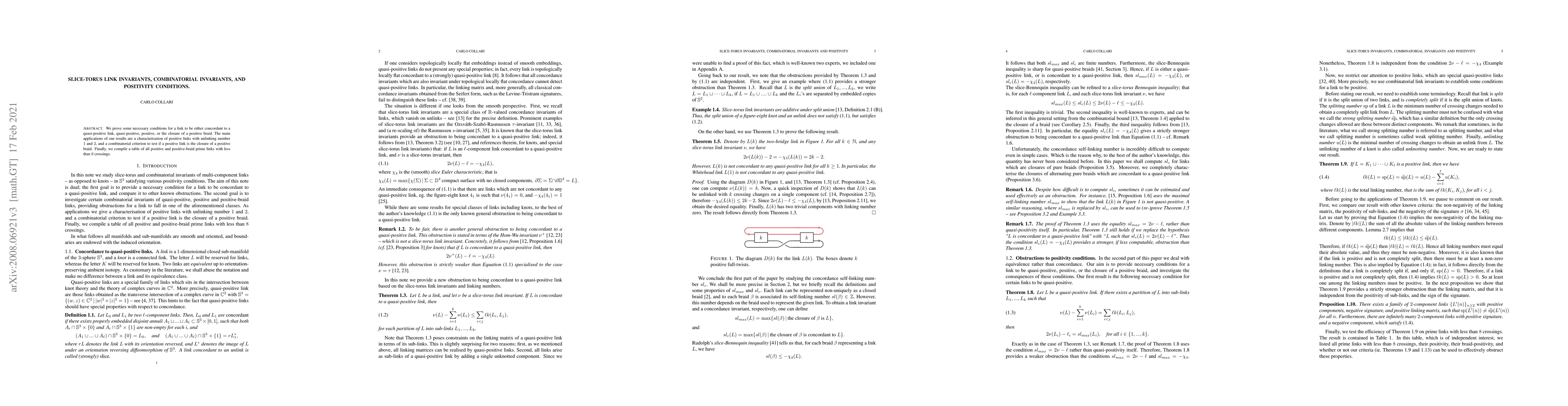 Thumbnail for Slice-torus link invariants, combinatorial invariants, and positivity
  conditions