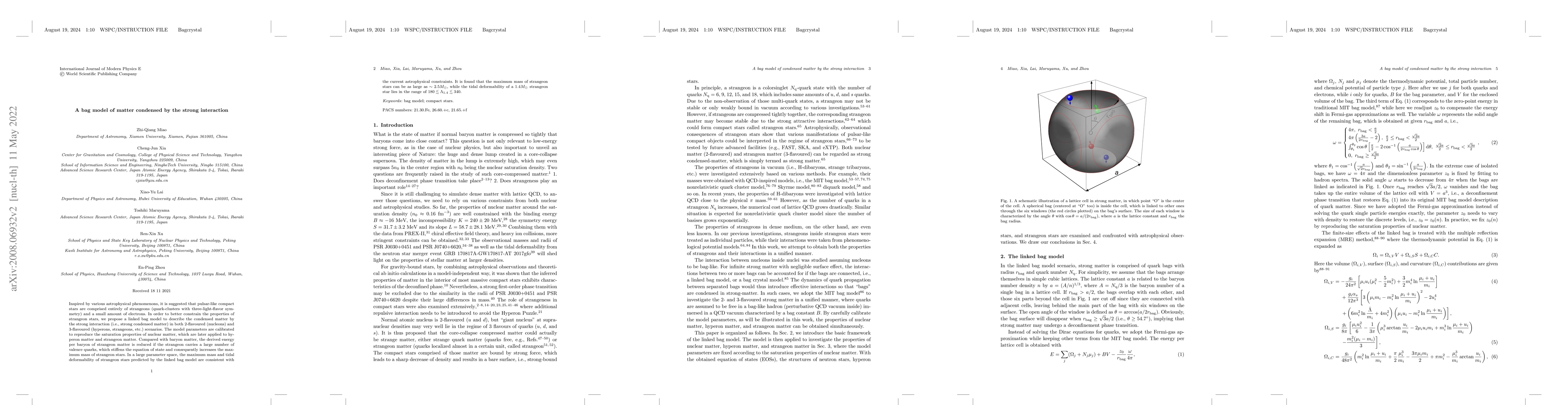 Thumbnail for A bag model of matter condensed by the strong interaction