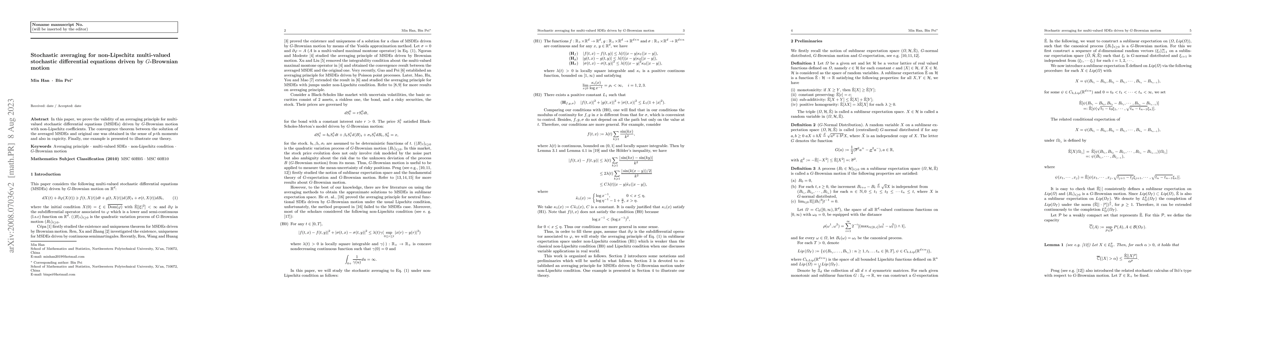Thumbnail for Stochastic averaging for non-Lipschitz multi-valued stochastic
  differential equations driven by G-Brownian motion