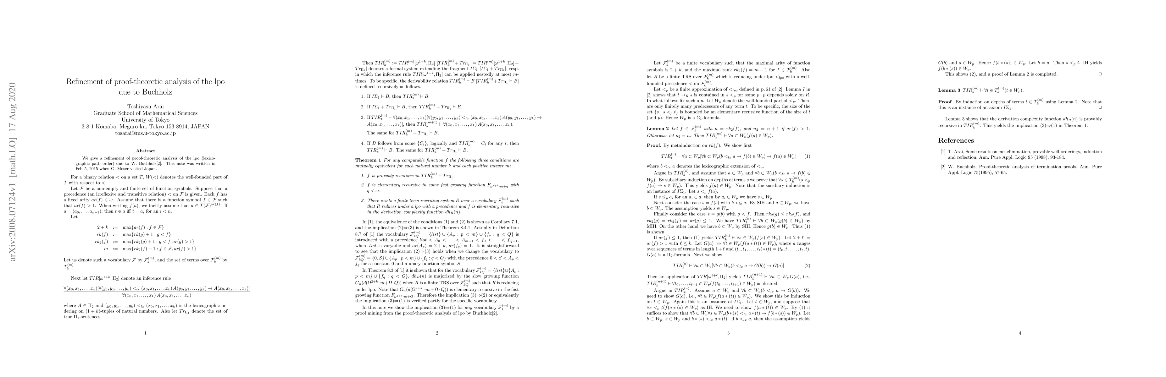 Thumbnail for Refinement of proof-theoretic analysis of the lpo due to Buchholz