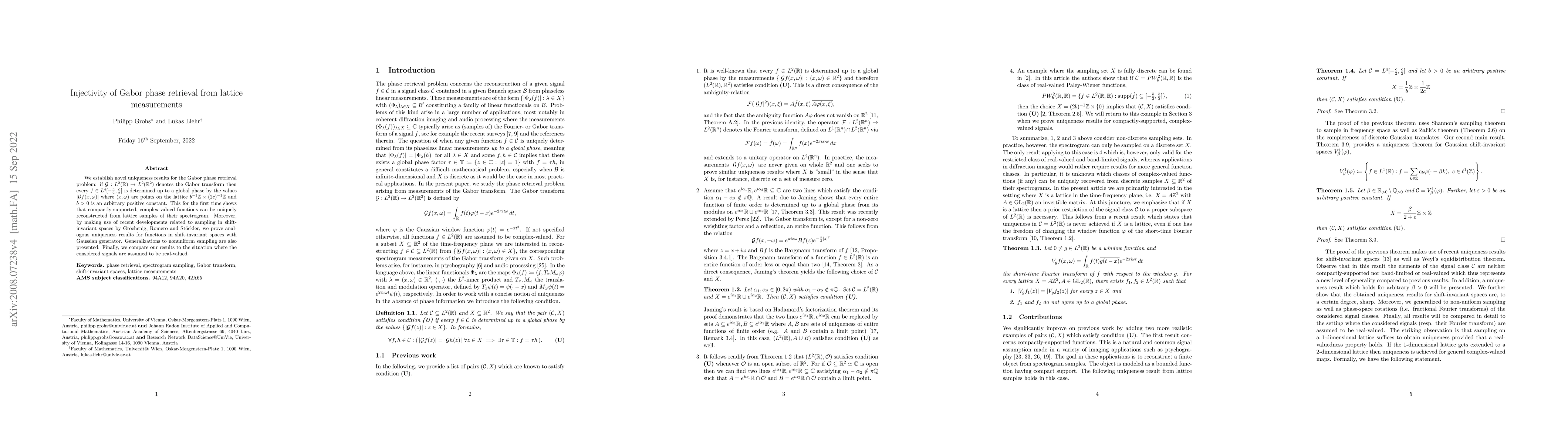 Thumbnail for Injectivity of Gabor phase retrieval from lattice measurements