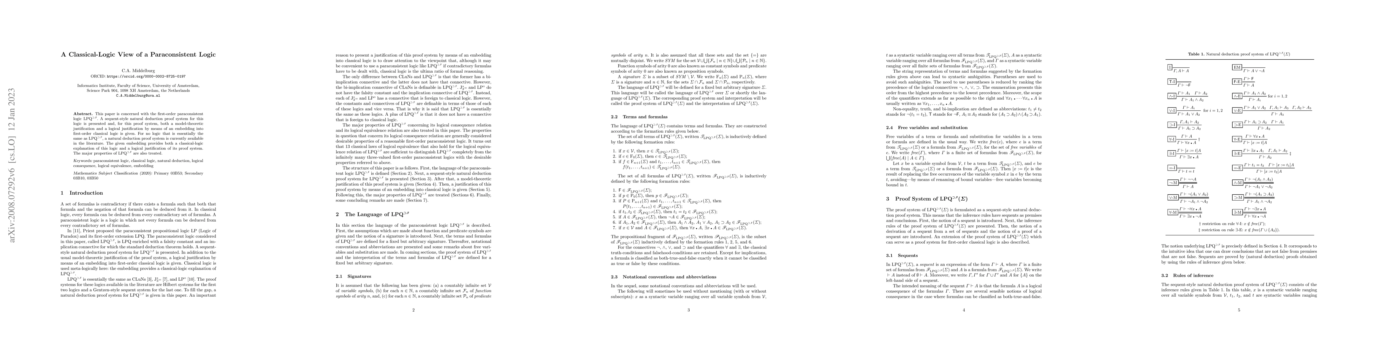 Thumbnail for A classical-logic view of a paraconsistent logic