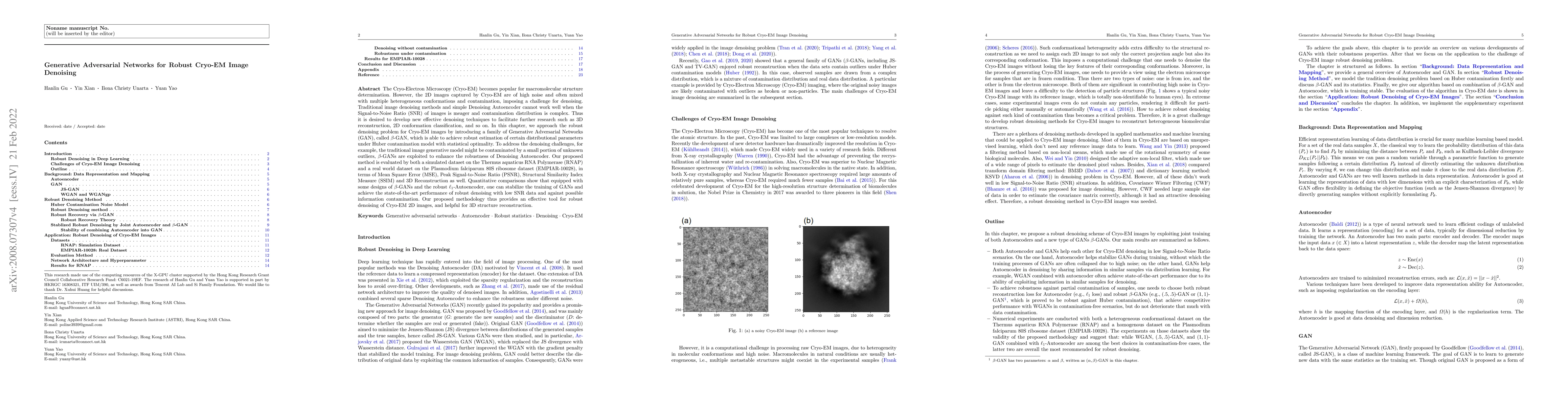 Thumbnail for Generative Adversarial Networks for Robust Cryo-EM Image Denoising