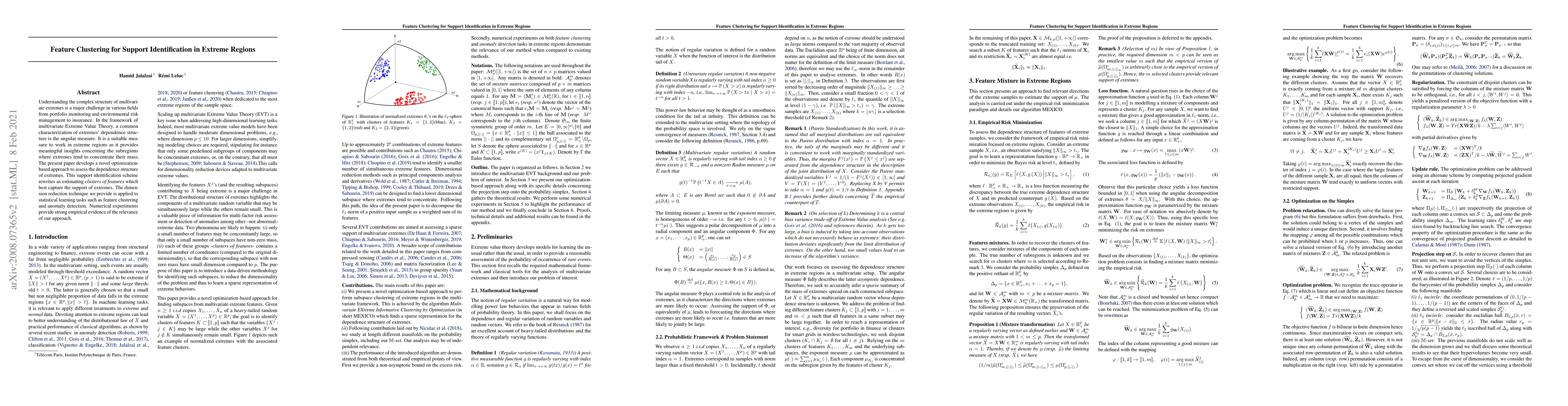 Thumbnail for Feature Clustering for Support Identification in Extreme Regions