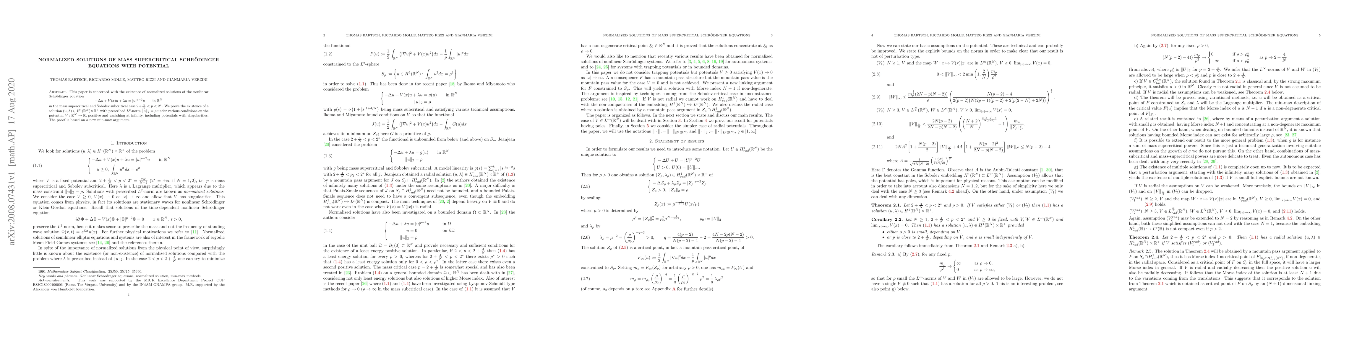 Thumbnail for Normalized solutions of mass supercritical Schr\"odinger equations with
  potential