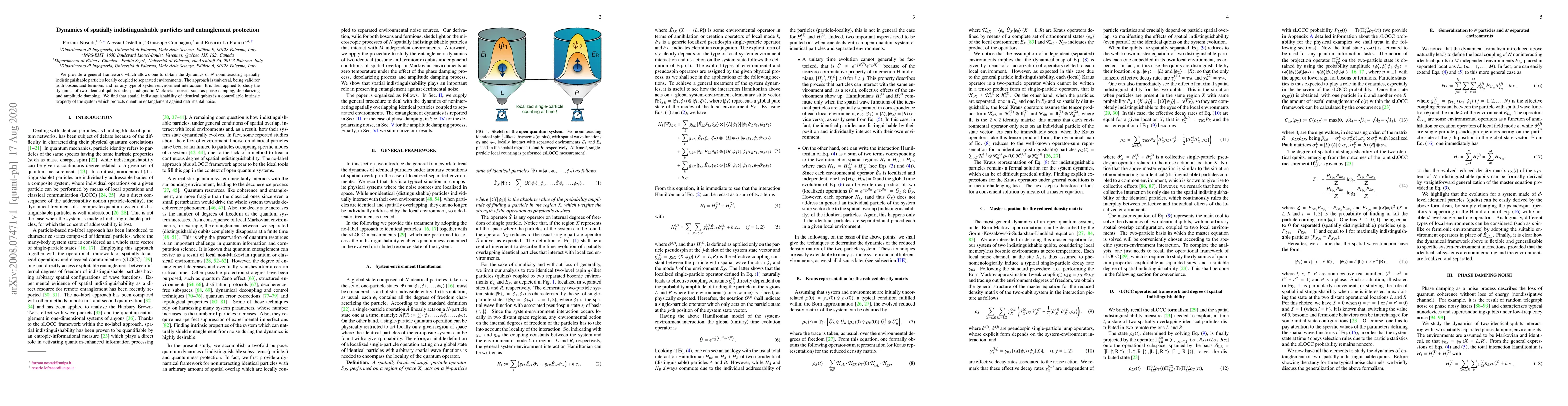 Thumbnail for Dynamics of spatially indistinguishable particles and entanglement
  protection