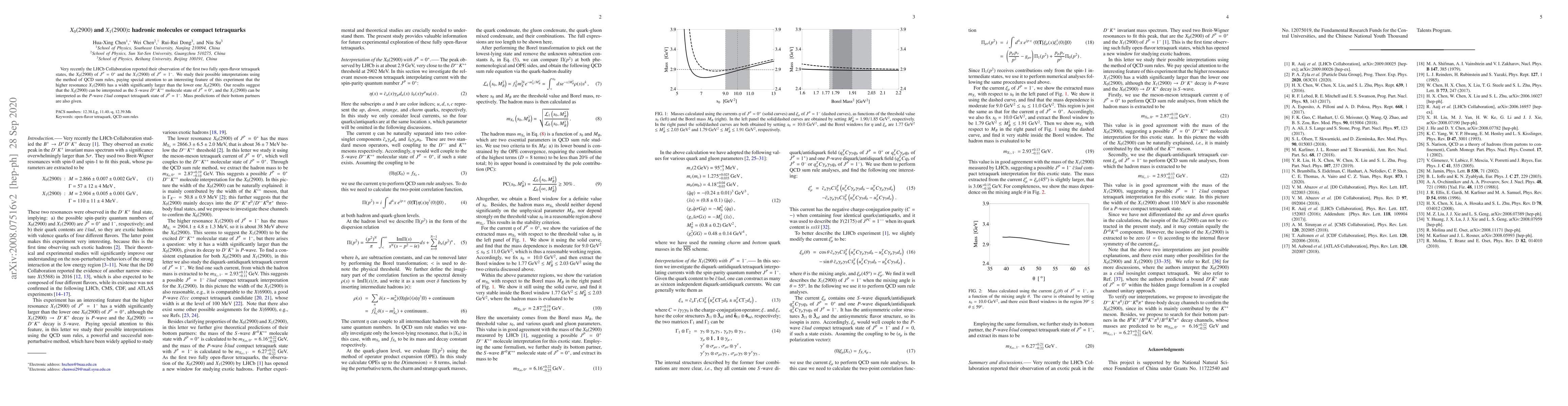 Thumbnail for $X_0(2900)$ and $X_1(2900)$: hadronic molecules or compact tetraquarks