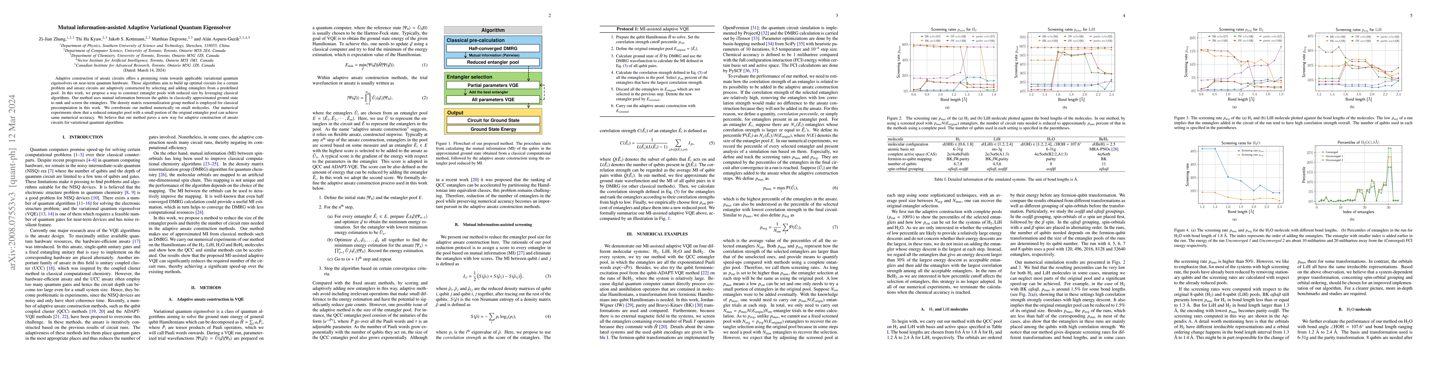 Thumbnail for Mutual information-assisted Adaptive Variational Quantum Eigensolver