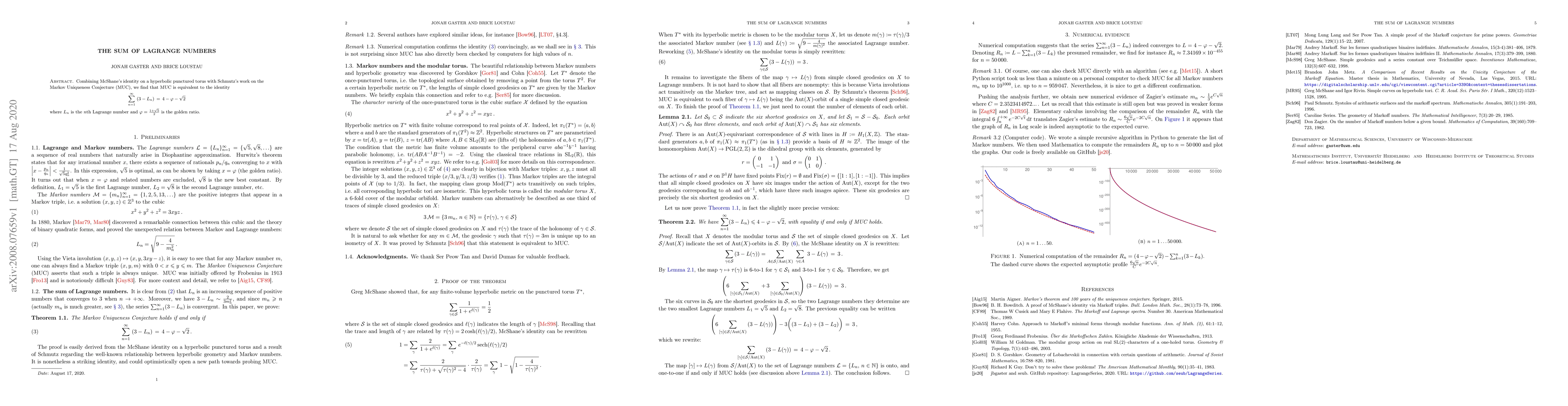 Thumbnail for The sum of Lagrange numbers