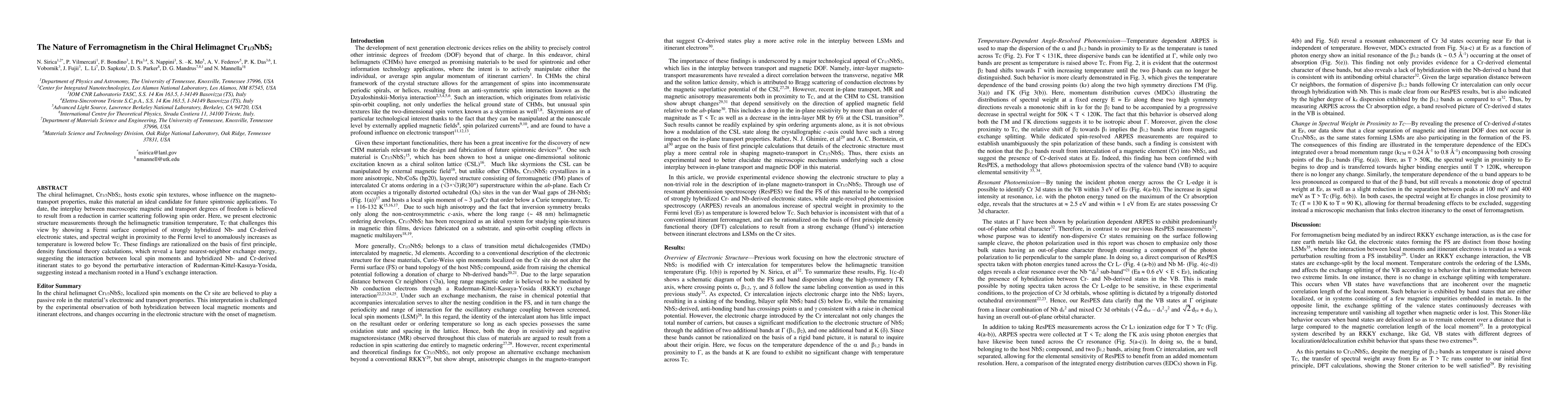 Thumbnail for The nature of ferromagnetism in the chiral helimagnet $Cr_{1/3}NbS_{2}$