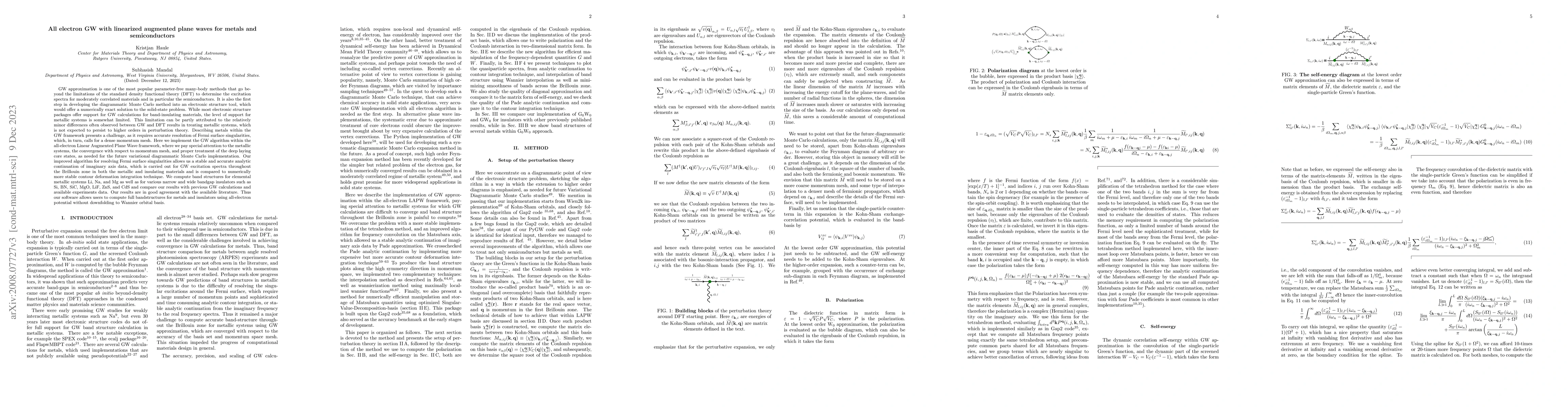 Thumbnail for All electron GW with linearized augmented plane waves for metals and
  semiconductors