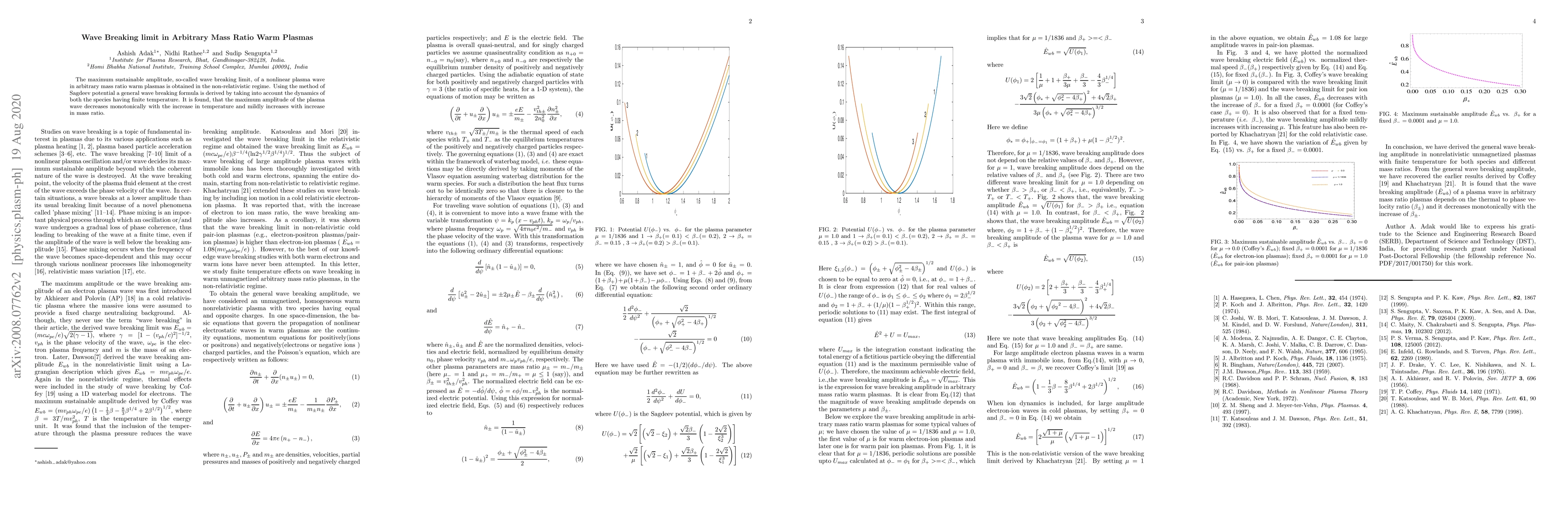 Thumbnail for Wave Breaking limit in Arbitrary Mass Ratio Warm Plasmas