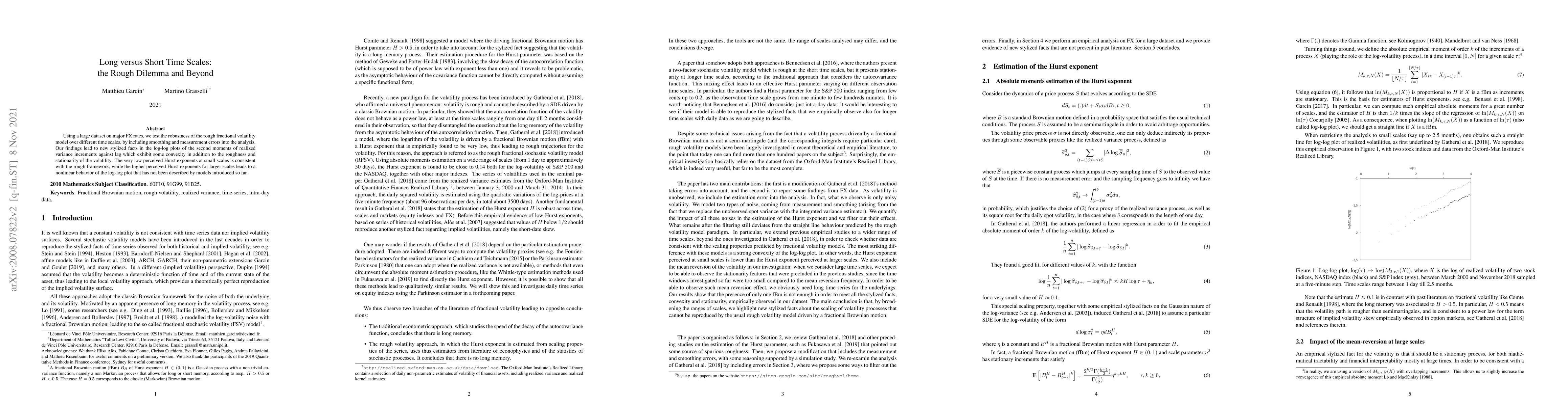 Thumbnail for Long vs Short Time Scales: the Rough Dilemma and Beyond