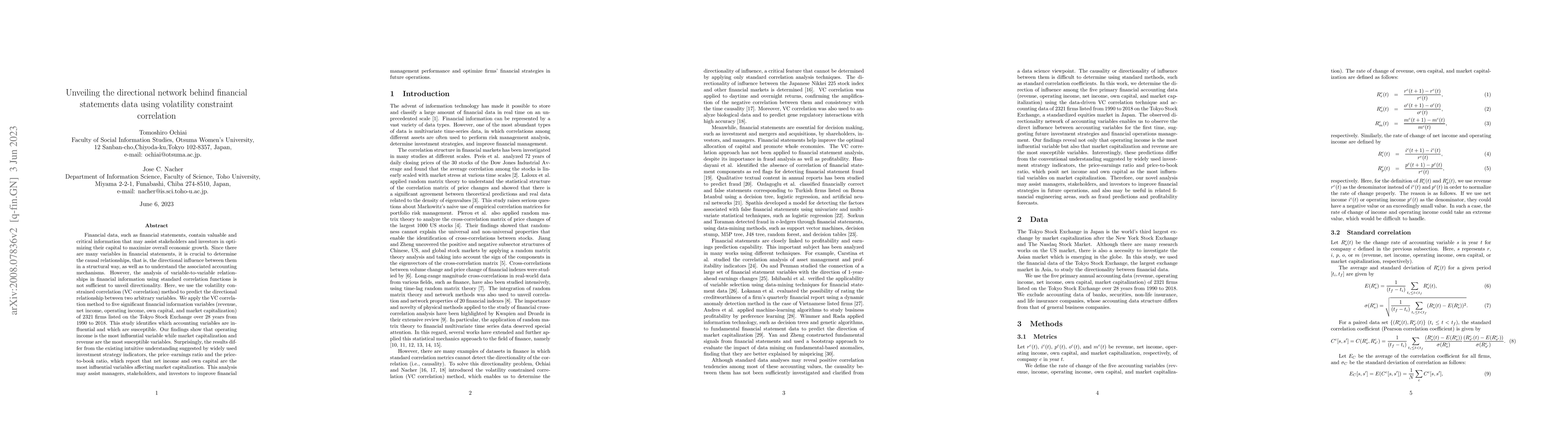 Thumbnail for Unveiling the directional network behind the financial statements data
  using volatility constraint correlation