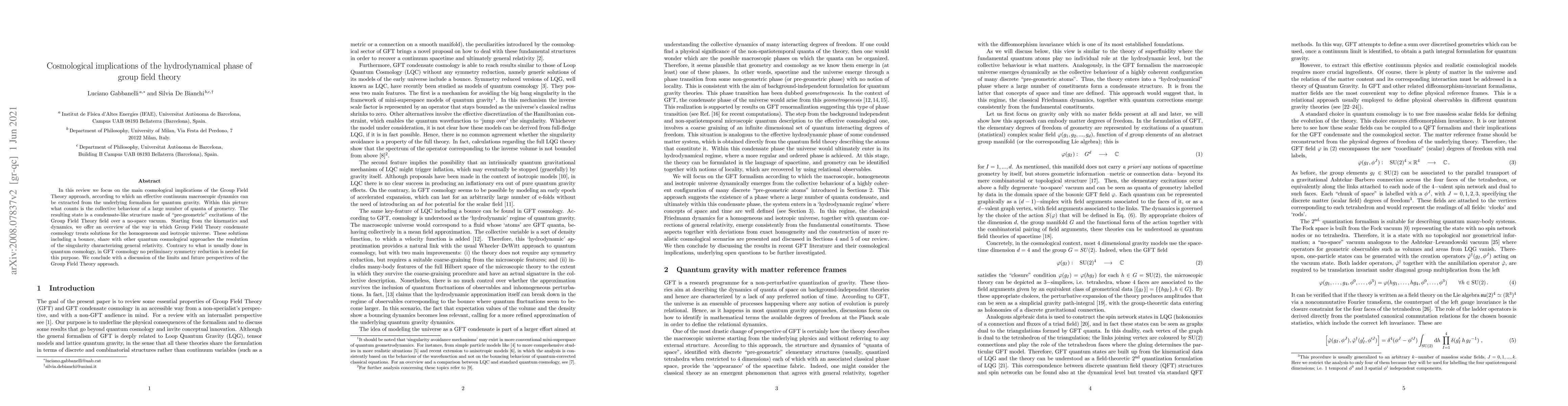 Thumbnail for Cosmological implications of the hydrodynamical phase of group field
  theory