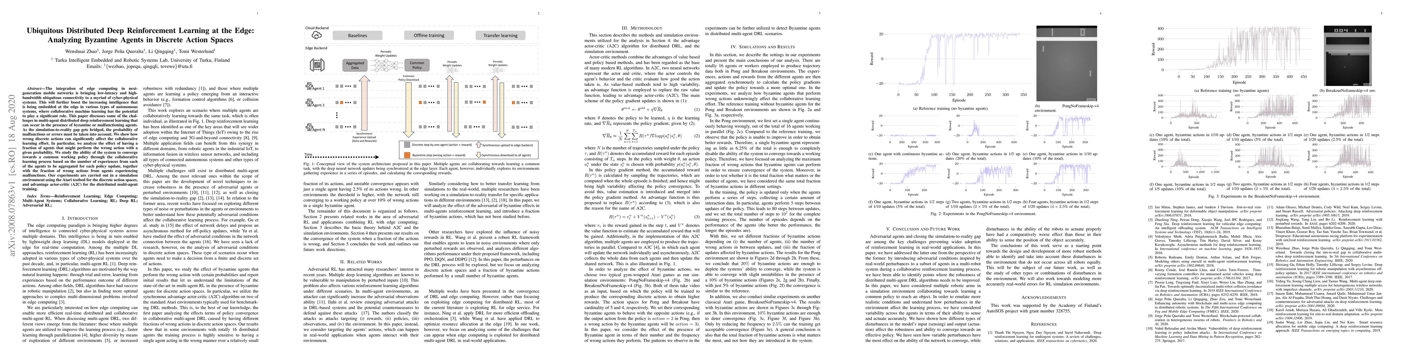 Thumbnail for Ubiquitous Distributed Deep Reinforcement Learning at the Edge:
  Analyzing Byzantine Agents in Discrete Action Spaces
