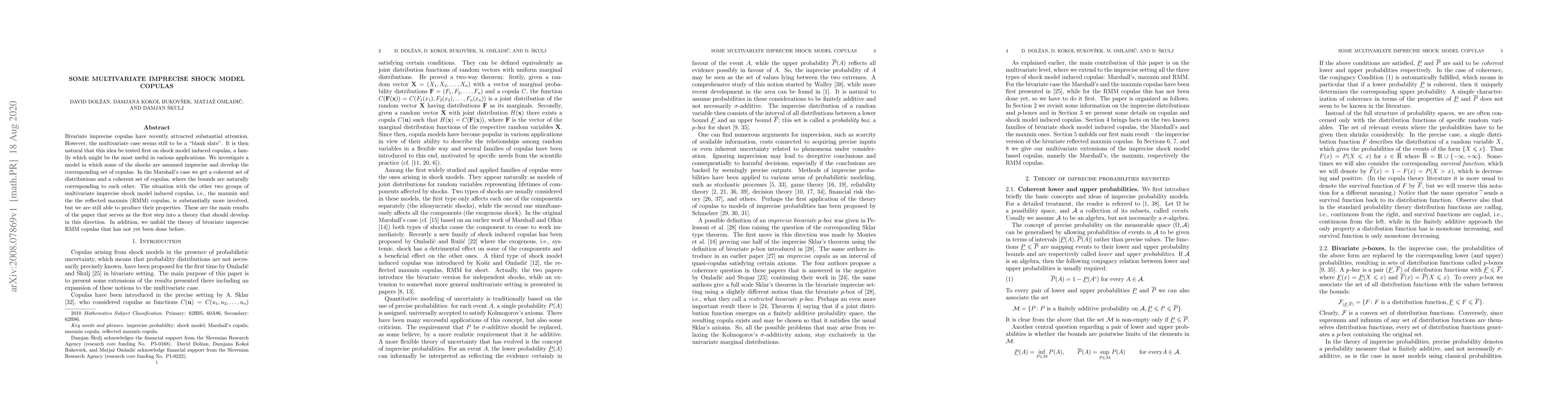 Thumbnail for Some multivariate imprecise shock model copulas