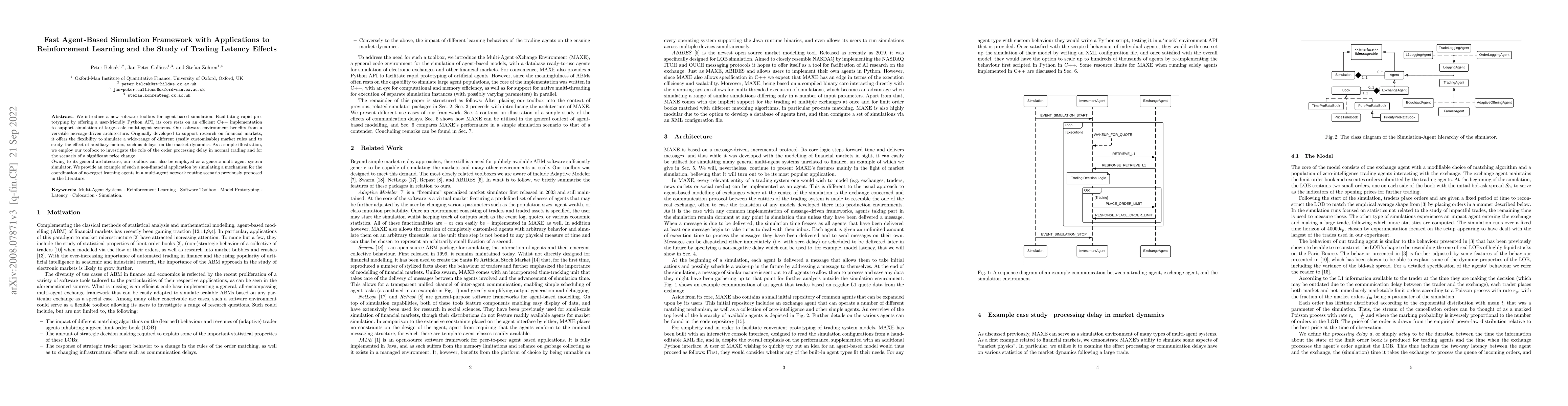 Thumbnail for Fast Agent-Based Simulation Framework with Applications to Reinforcement
  Learning and the Study of Trading Latency Effects