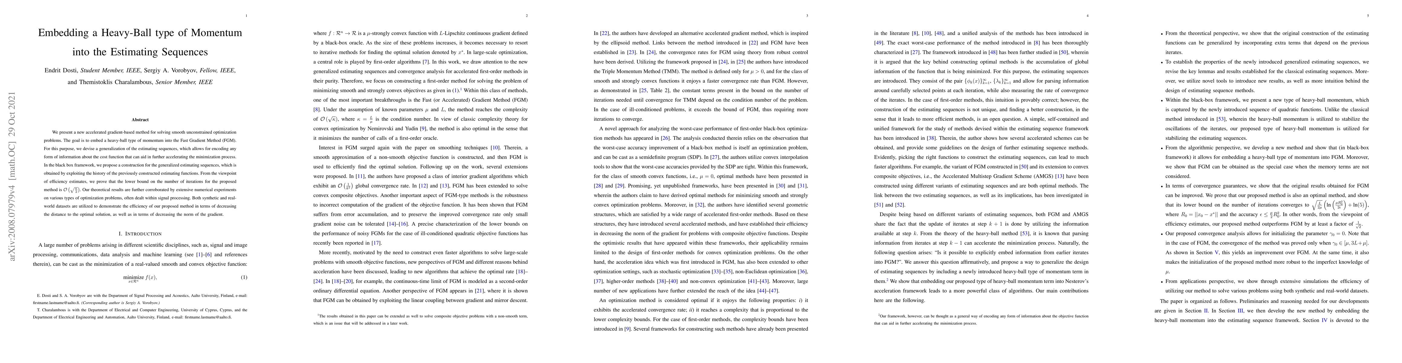Thumbnail for Embedding a Heavy-Ball type of Momentum into the Estimating Sequences