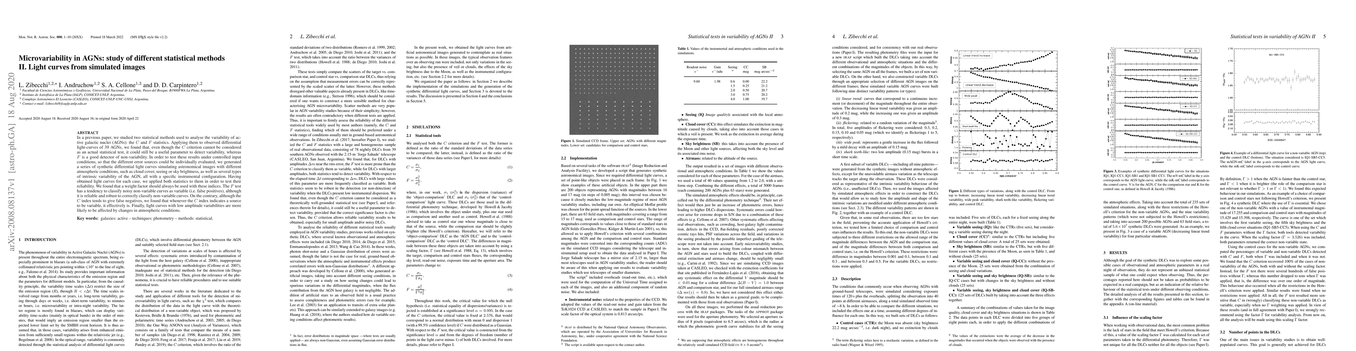 Thumbnail for Microvariability in AGNs: study of different statistical methods II.
  Light curves from simulated images