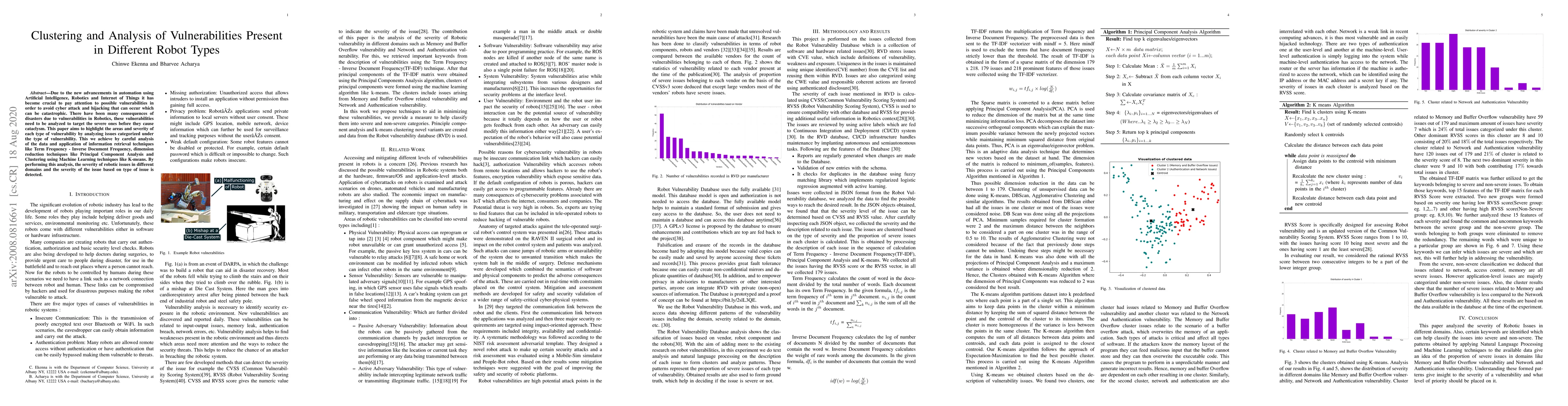 Thumbnail for Clustering and Analysis of Vulnerabilities Present in Different Robot
  Types