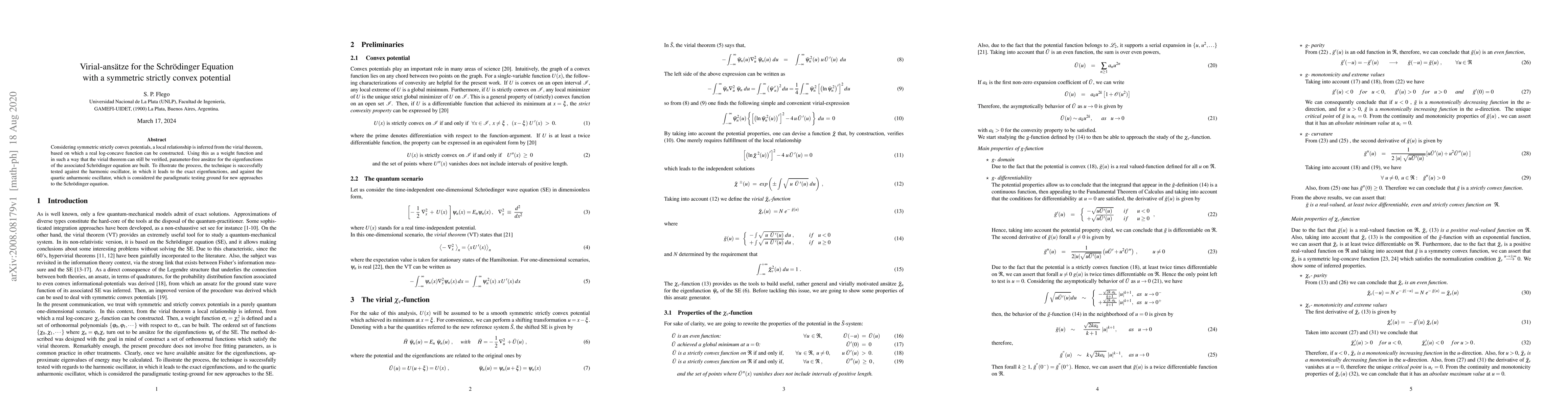 Thumbnail for Virial-ans\"atze for the Schr\"odinger Equation with a symmetric
  strictly convex potential