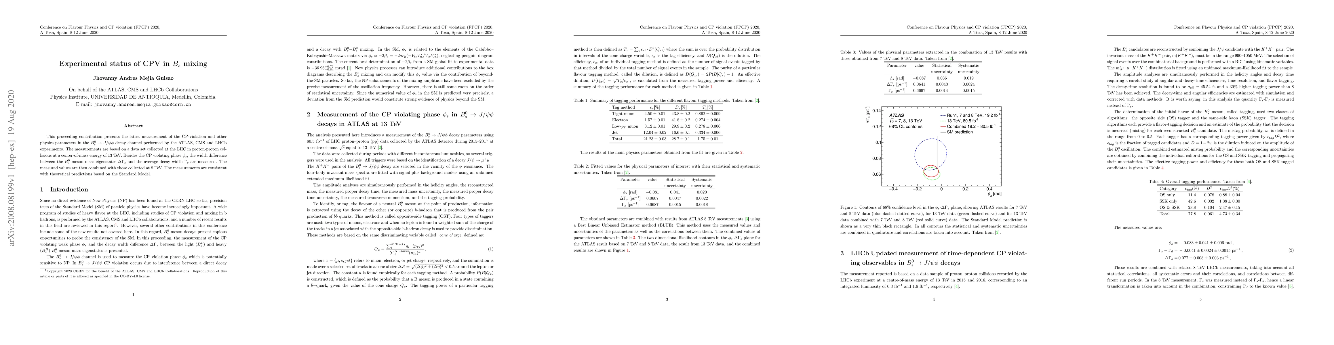 Thumbnail for Experimental status of CPV in $B_s^0$ mixing