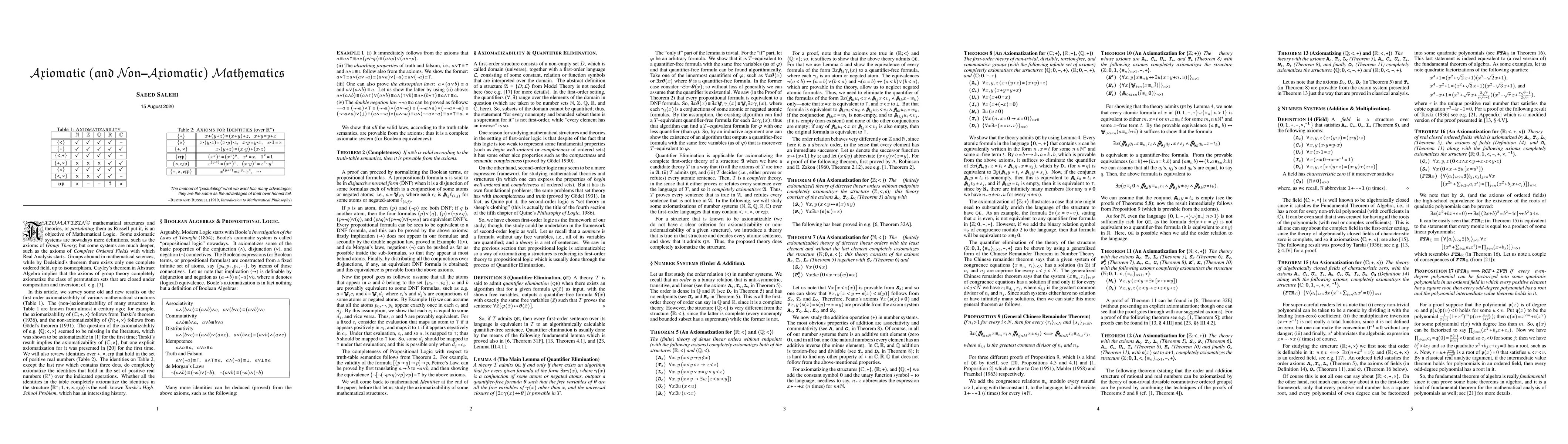 Thumbnail for Axiomatic (and Non-Axiomatic) Mathematics