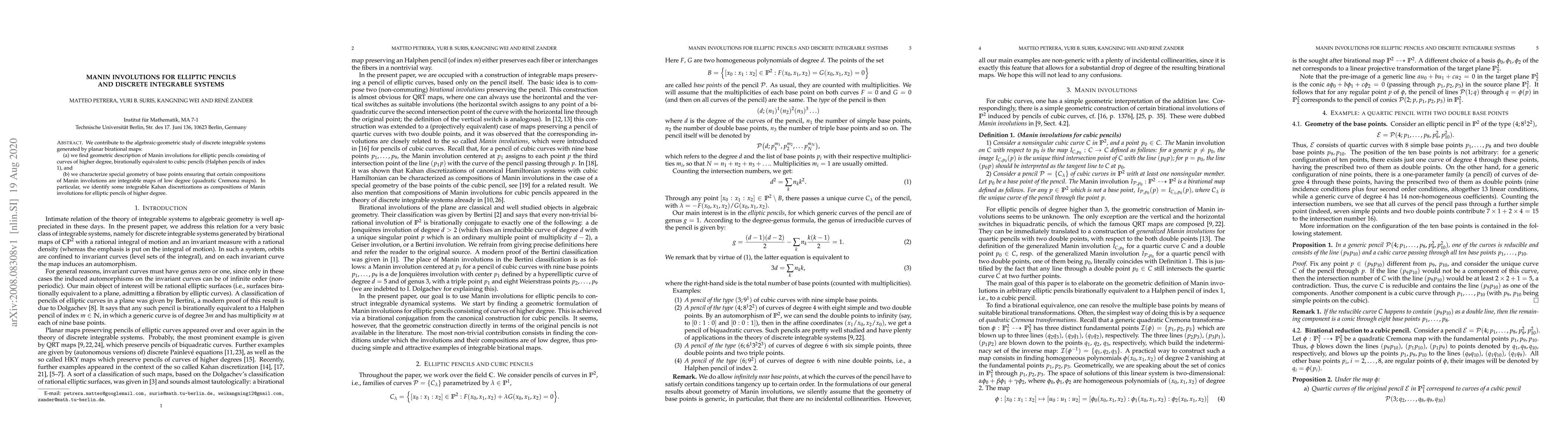 Thumbnail for Manin involutions for elliptic pencils and discrete integrable systems