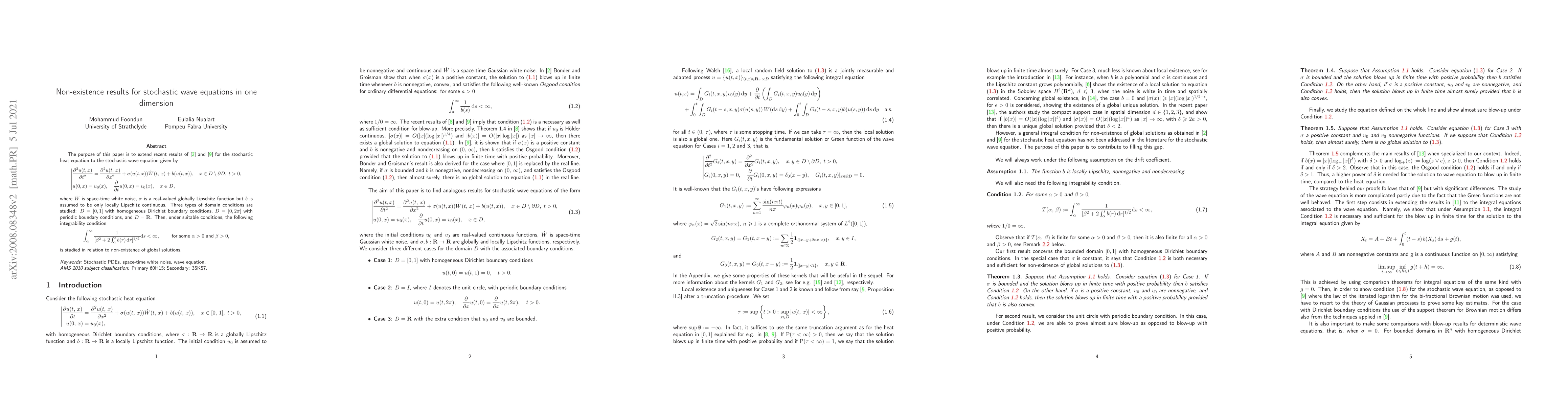 Thumbnail for Non-existence results for stochastic wave equations in one dimension