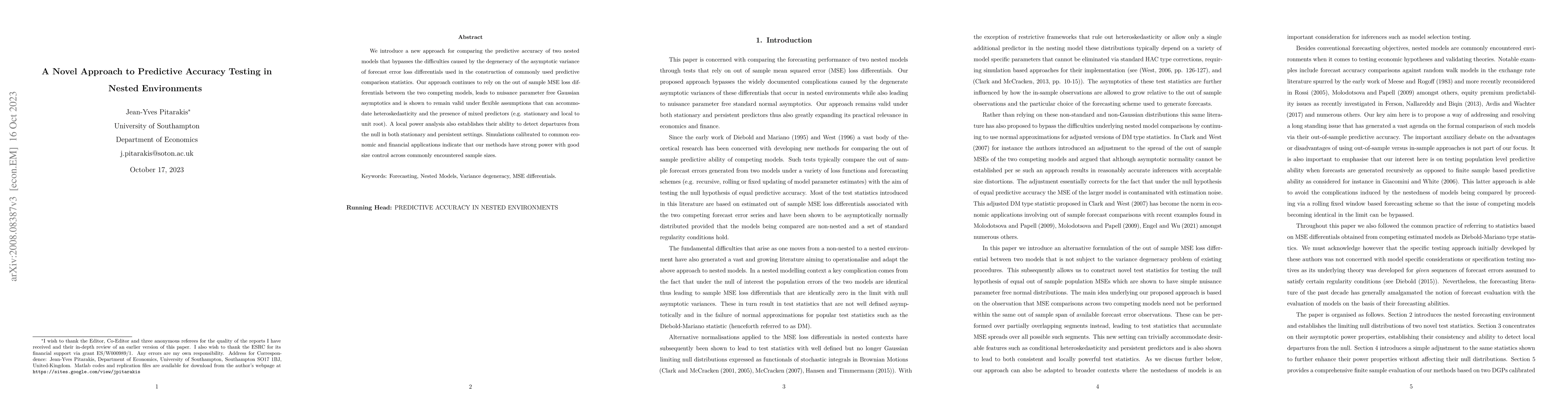 Thumbnail for A Novel Approach to Predictive Accuracy Testing in Nested Environments