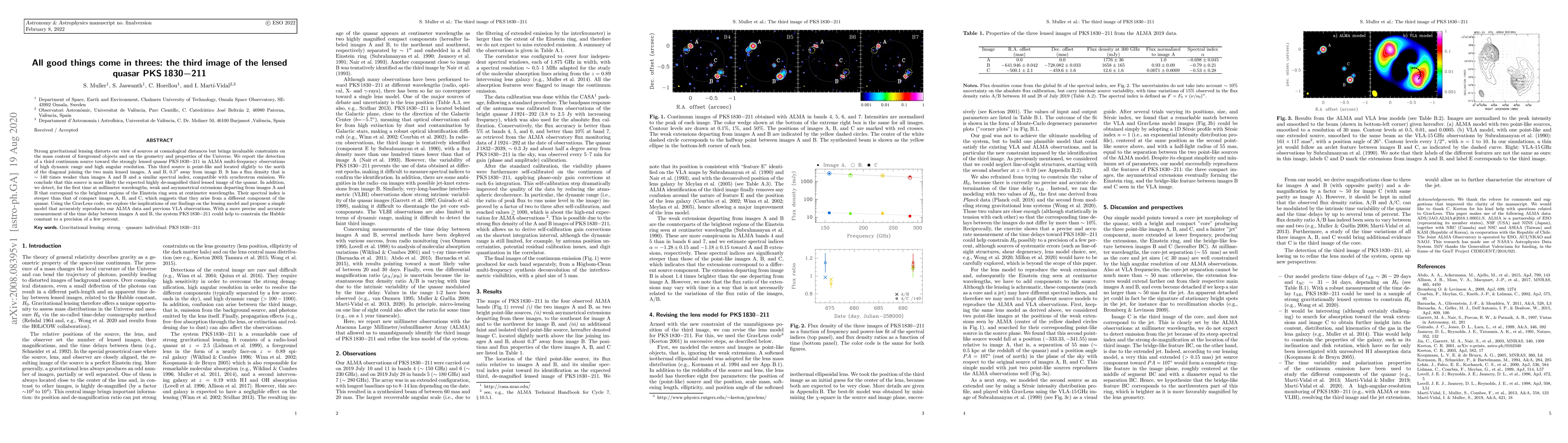 Thumbnail for All good things come in threes: the third image of the lensed quasar
  PKS1830-211