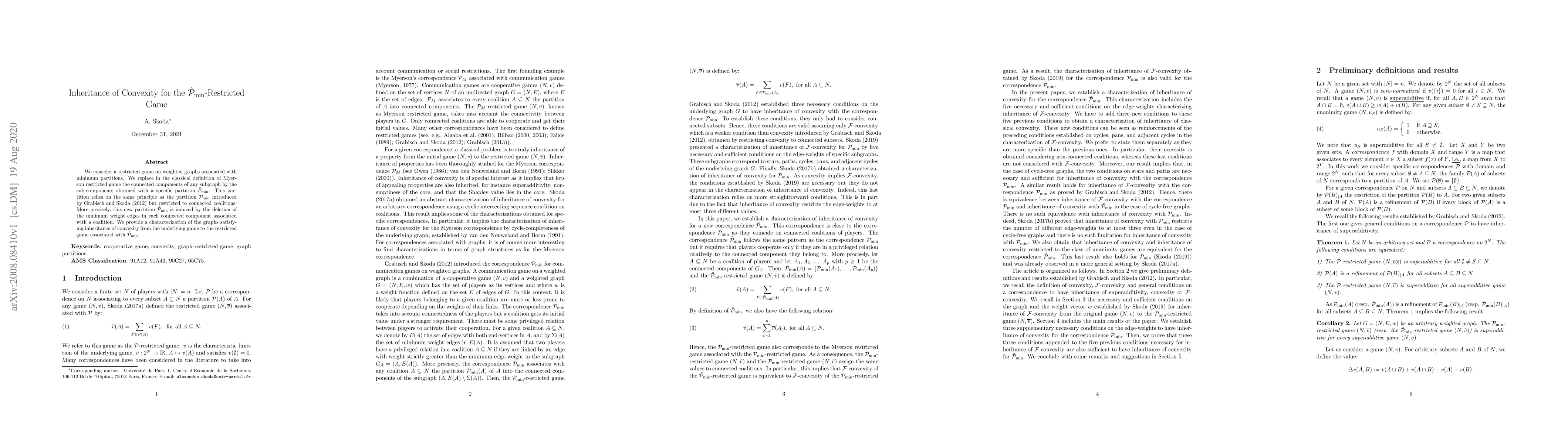 Thumbnail for Inheritance of Convexity for the $\tilde{\mathcal{P}}_{\min}$-Restricted
  Game