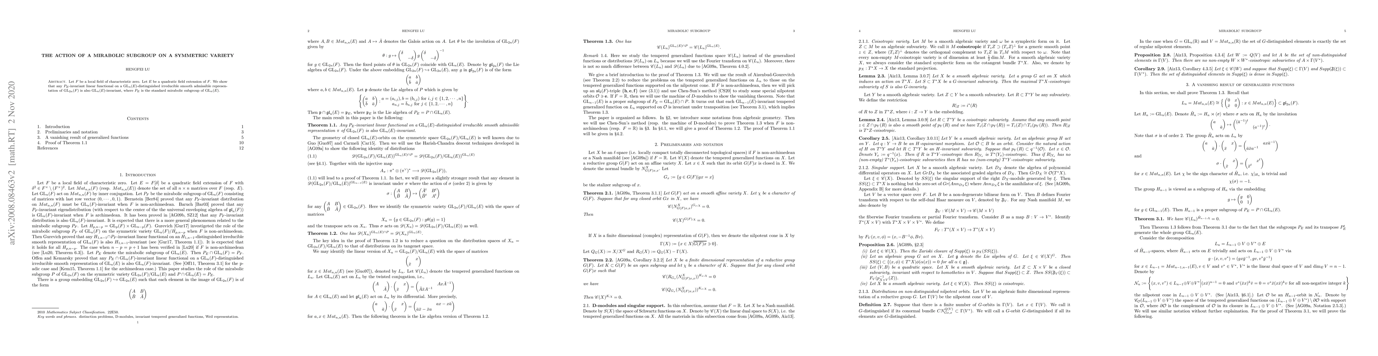 Thumbnail for The action of a mirabolic subgroup on a symmetric variety