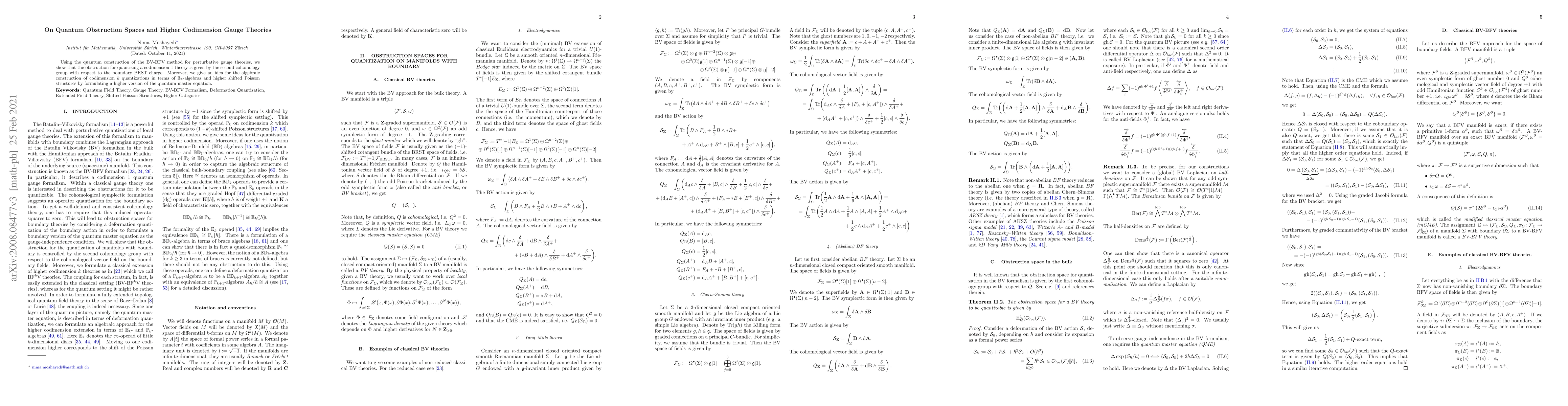 Thumbnail for On Quantum Obstruction Spaces and Higher Codimension Gauge Theories