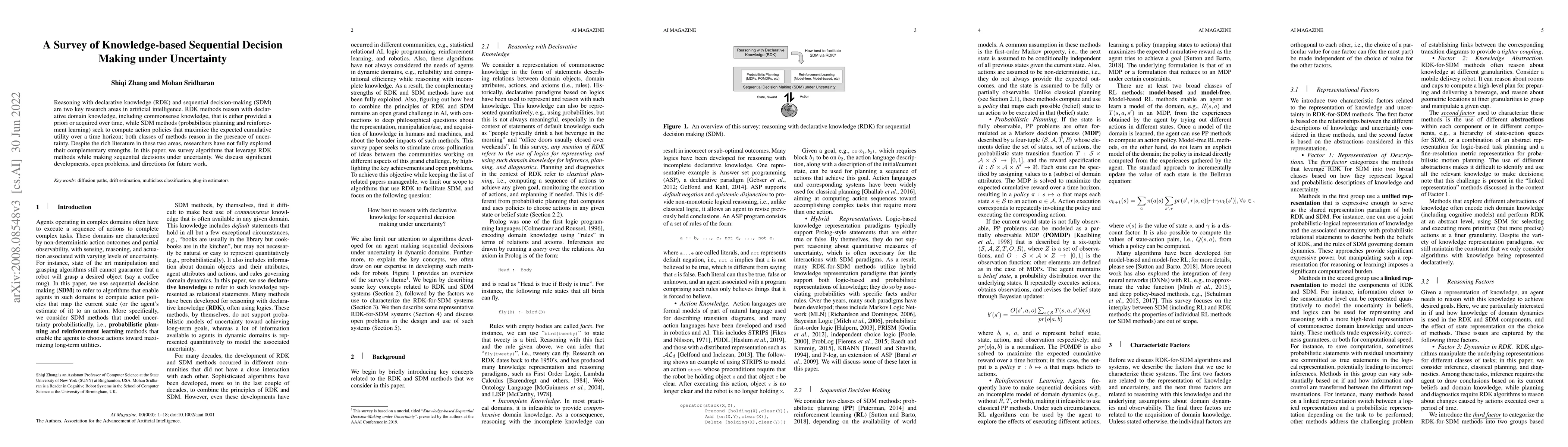 Thumbnail for A Survey of Knowledge-based Sequential Decision Making under Uncertainty