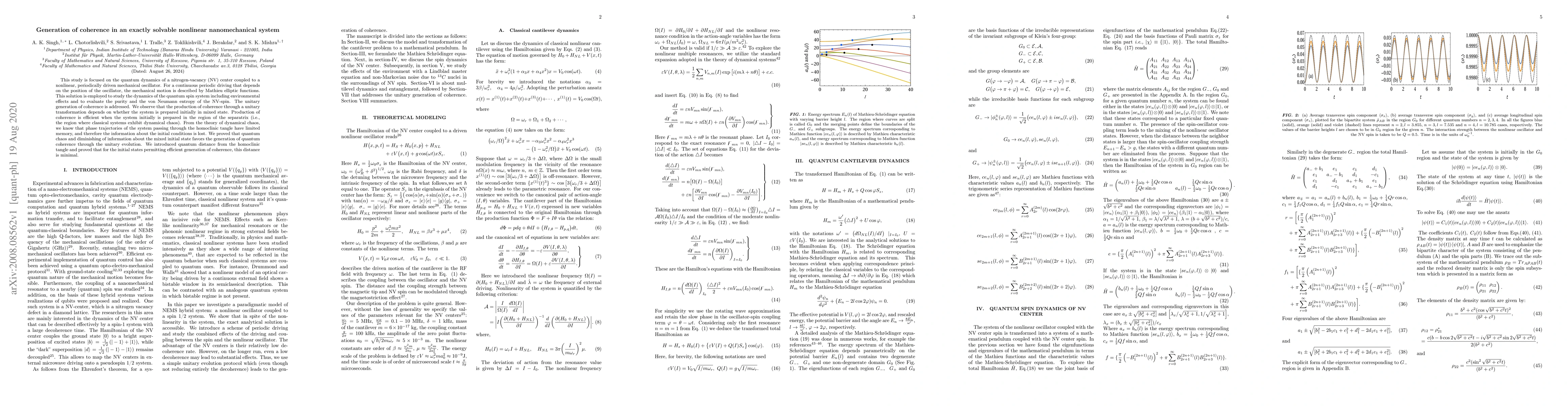 Thumbnail for Generation of coherence in an exactly solvable nonlinear nanomechanical
  system
