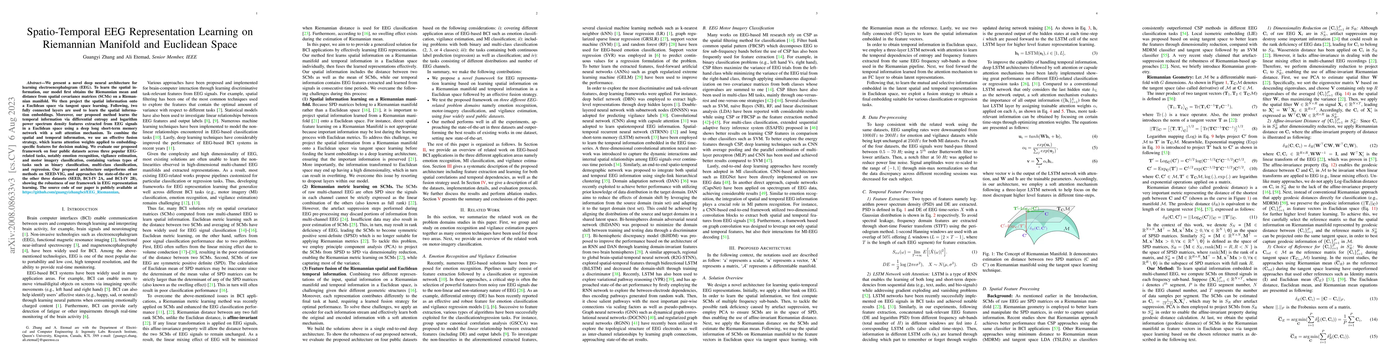 Thumbnail for Spatio-Temporal EEG Representation Learning on Riemannian Manifold and
  Euclidean Space