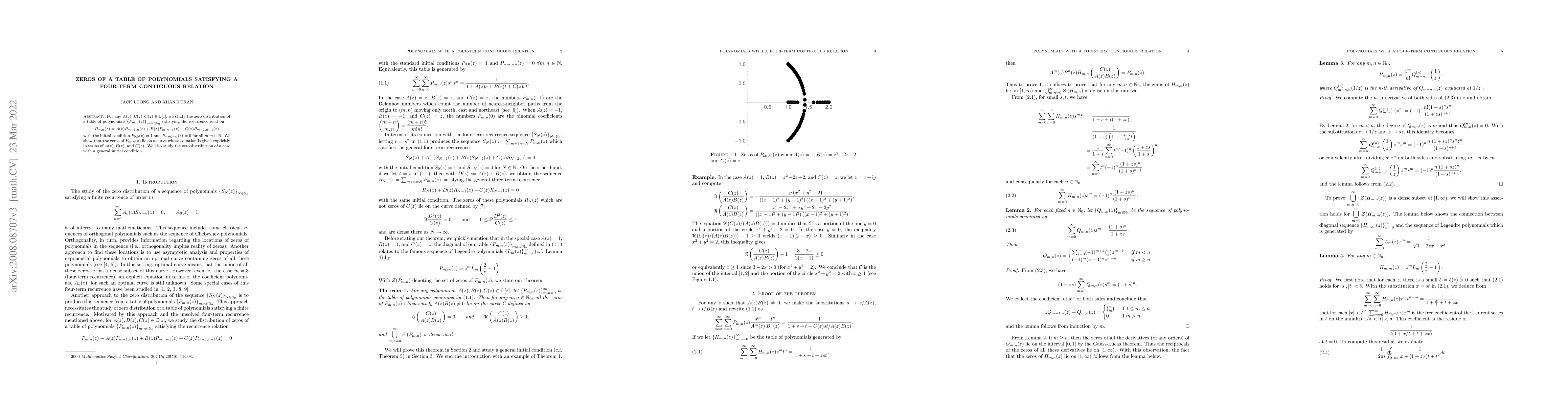 Thumbnail for Zeros of a table of polynomials satisfying a four-term contiguous
  relation