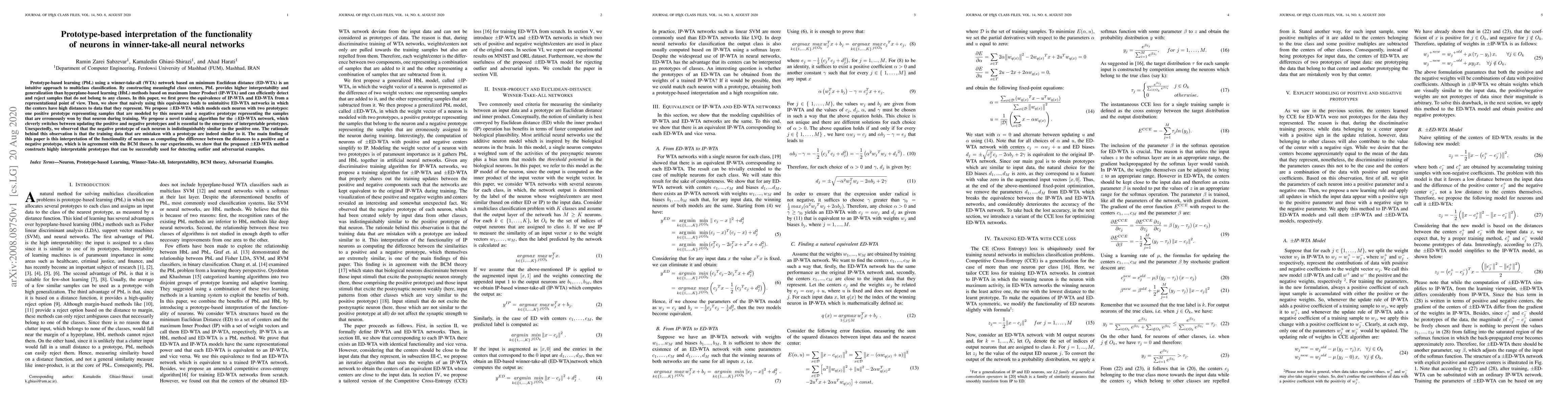 Thumbnail for Prototype-based interpretation of the functionality of neurons in
  winner-take-all neural networks