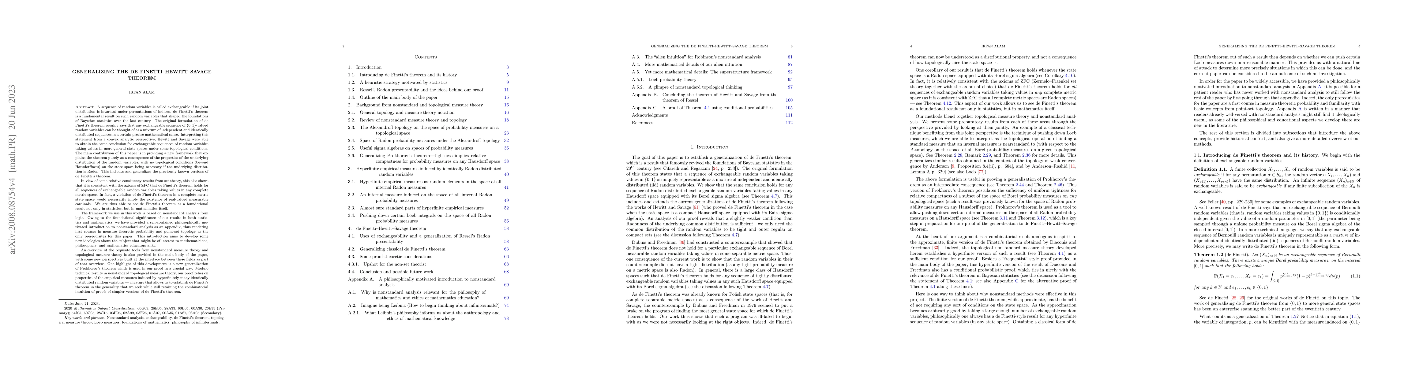 Thumbnail for Generalizing the de Finetti--Hewitt--Savage theorem