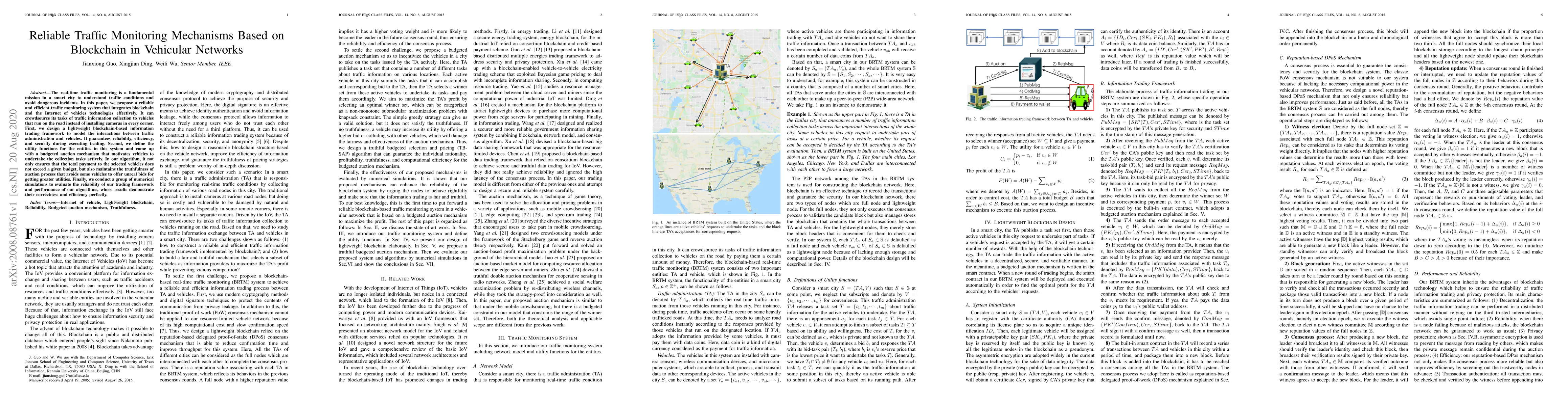 Thumbnail for Reliable Traffic Monitoring Mechanisms Based on Blockchain in Vehicular
  Networks