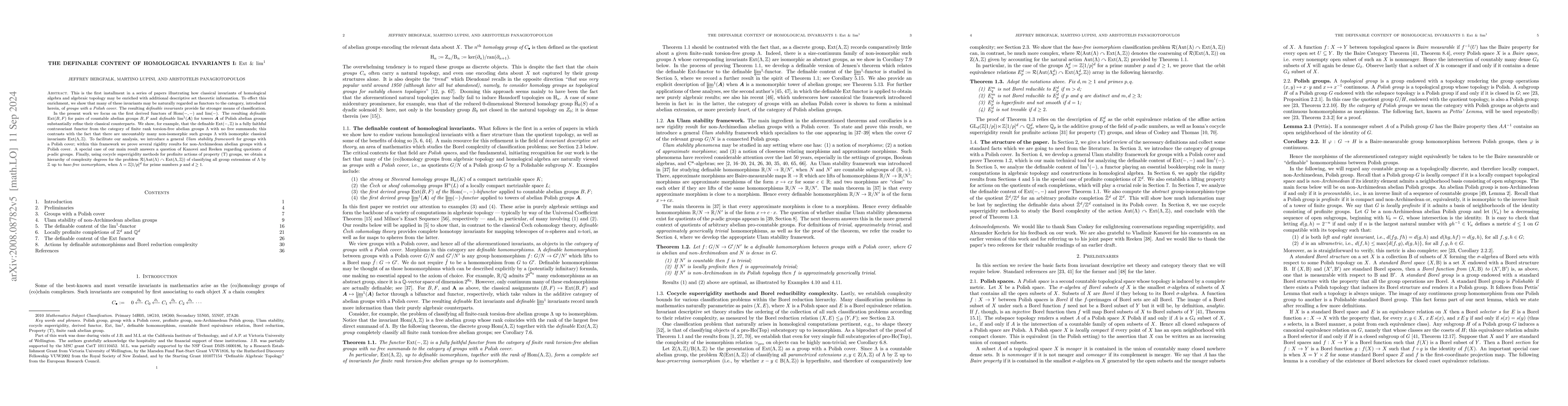 Thumbnail for The definable content of homological invariants I: $\mathrm{Ext}$ &
  $\mathrm{lim}^1$