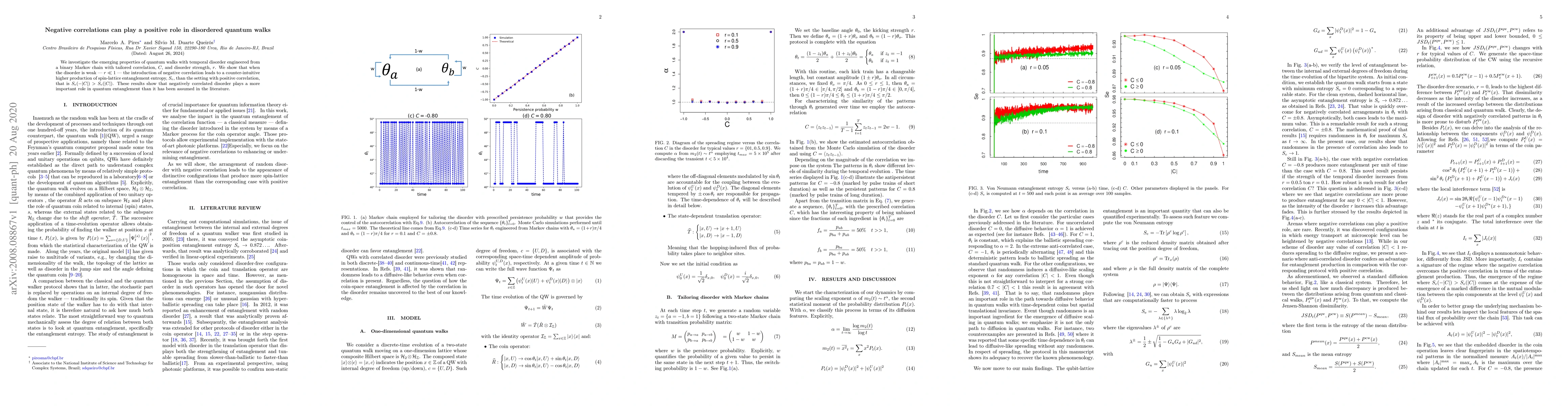 Thumbnail for Negative correlations can play a positive role in disordered quantum
  walks