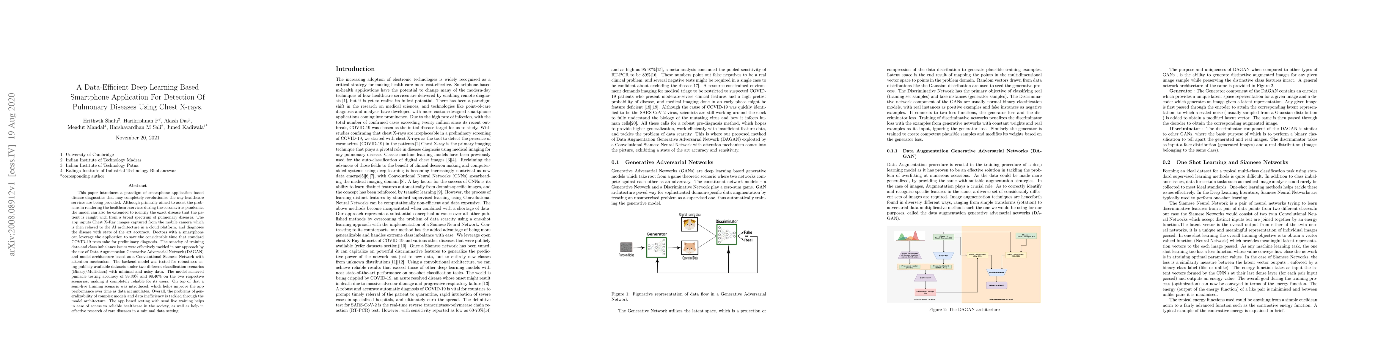 Thumbnail for A Data-Efficient Deep Learning Based Smartphone Application For
  Detection Of Pulmonary Diseases Using Chest X-rays