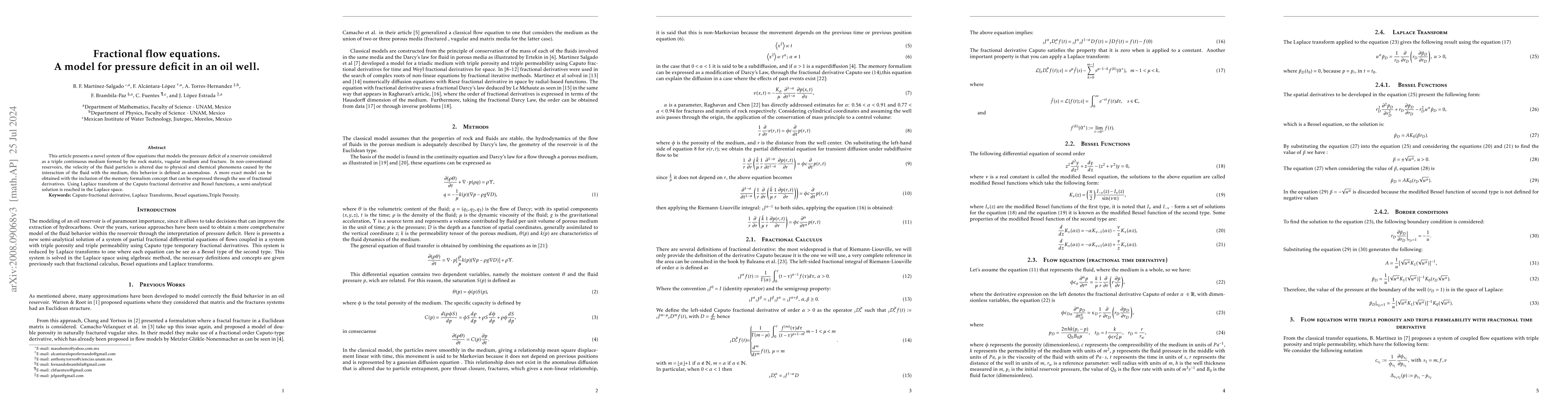 Thumbnail for Fractional flow equations. A model for pressure deficit in an oil well